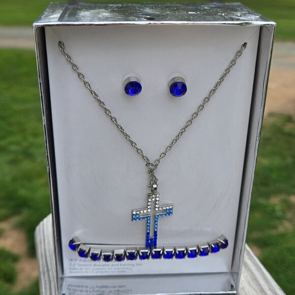 Cross Necklace Boxed Gift Set NOS - Picture 1 of 9